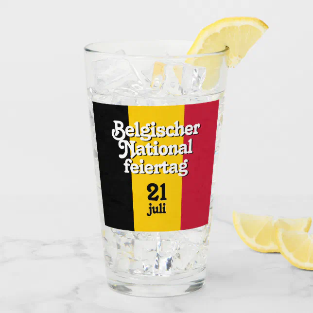 German Belgischer Nationalfeiertag Belgian Flag Glass