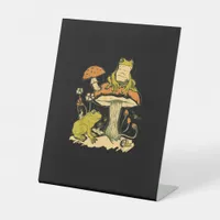 Frog Mushroom Cottagecore Aesthetic Goblincore Cut Pedestal Sign
