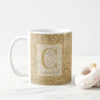 Personalized Chic Gold Glitter Bling Monogram Coffee Mug