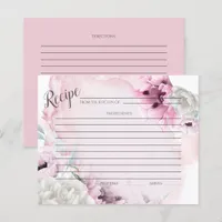 RECIPE CARD | Rustic Watercolor Pink Poppies