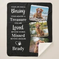 Pet Dog Memorial Pet Loss Keepsake Photo Collage Sherpa Blanket