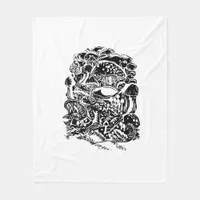 Cottagecore Aesthetic Frog Mushroom Goblincore Art Fleece Blanket