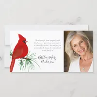 Cardinal Funeral Memorial Photo Thank You Card