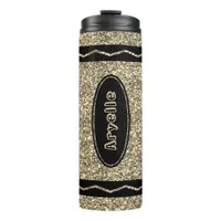 Custom Name Gold Glitter Crayon Thermal Tumbler