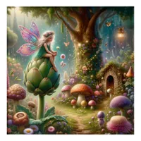 Fairy sitting on an Artichoke Magical Illutration Acrylic Print