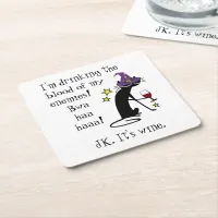 Blood of My Enemies, JK Wine, Black Cat Square Paper Coaster