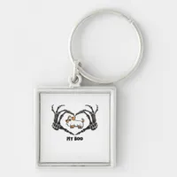 My Boo Chihuahua Costume With Skeleton Heart Hands Keychain