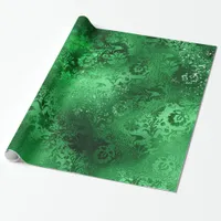 Emerald Green Glam Damask Pattern Wrapping Paper