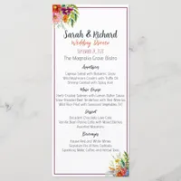 Wildflower Wedding Dinner Menu