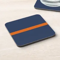 Classic Blue Orange Stripe Beverage Coaster