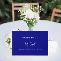 Guest book Graduation Party navy blue silver