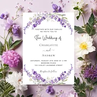 Lavender flowers violet wedding luxury invitation