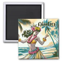 Hula Dancer on the Hawaiian Islands Aloha Magnet