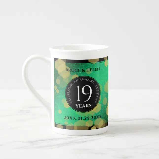 Elegant 19th Jade Wedding Anniversary Celebration Bone China Mug