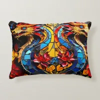 Cute Colorful Dragon Mosaics  Accent Pillow