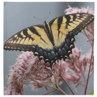 Yellow Tiger Swallowtail Butterfly Pink Wildflower Cloth Napkin