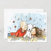 Couple with White Puppy Postcard