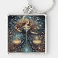 Libra Scales Zodiac Astrology Celestial Birthday Keychain