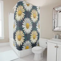 Charming Daisy Collection Versatile Floral Pattern Shower Curtain