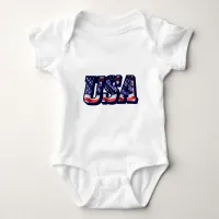 USA Flag Letters, Flag Baby Jersey Bodysuit