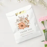 Autumn Florals Newlyweds Names Date Wedding  Favor Bag