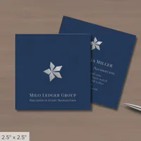 Navy Blue Custom Logo Square Square Business Card