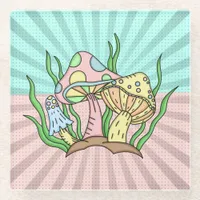 Magical Mushroom Cute Pastel  Glass Coaster