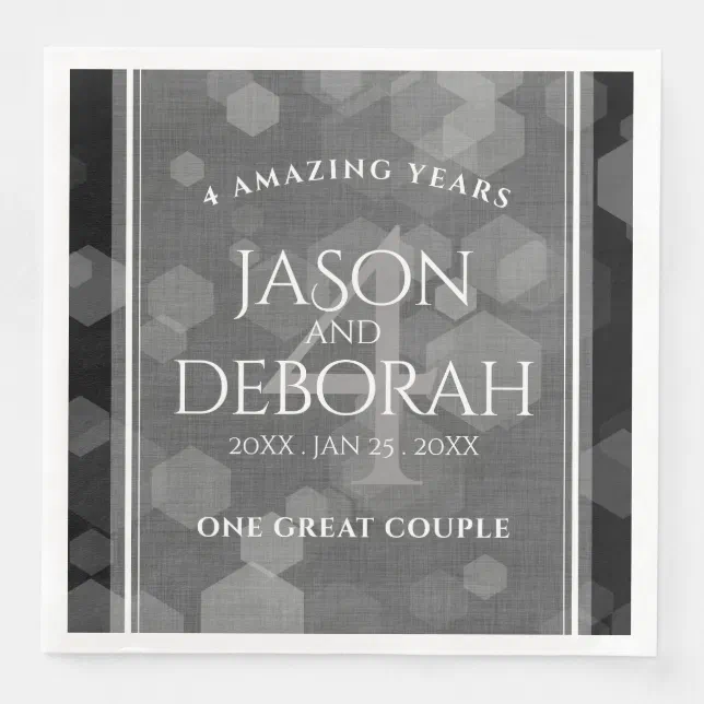 Elegant 4th Linen Wedding Anniversary Celebration Paper Dinner Napkins