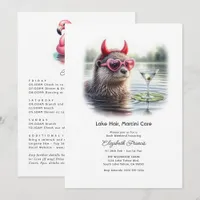 Lake Hair Martini Care Funny Otter Bachelorette Invitation