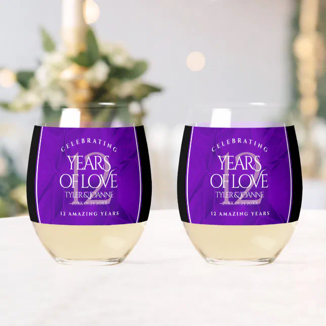 Elegant 12th Silk Wedding Anniversary Celebration Whiskey Glass