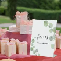 Wedding favor sign eucalyptus greenery