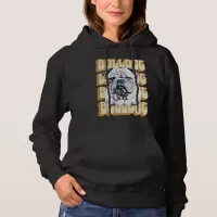 English Bulldog with Retro Font Hoodie