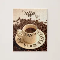 It's Coffee Time Espresso Cup and Coffee Beans Jigsaw Puzzle