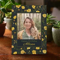 Elegant Yellow Buttercup Flower Photo Birthday Card