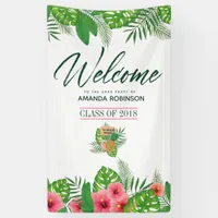 Watercolor tropical Luau Graduation Welcome Banner