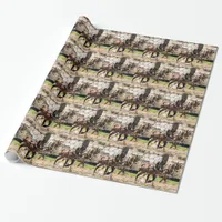 Two Horse Team Mixed Media Collage Wrapping Paper