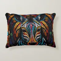 Vibrant Mosaic Zebra Accent Pillow