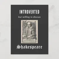 Introverted Shakespeare Literature Drama Funny Postcard