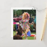 A Beautiful Colorful Drag Queen in Retro Dress Postcard