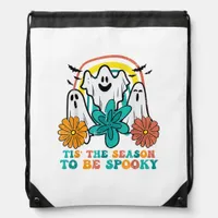 Tis The Season To Spooky Retro Halloween Women Drawstring Bag