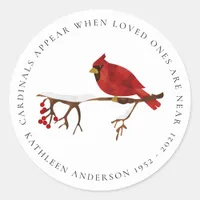 Cardinals Appear Remembrance Classic Round Sticker