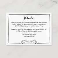 Simple Timeless Handwritten Swan Drawing Details Enclosure Card