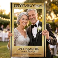 Elegant 50th Golden Wedding Anniversary Selfie Frame