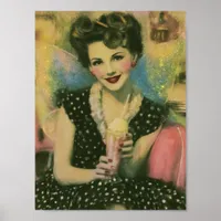 Beautiful 1950s Fairy at the Ice Cream Shop Poster