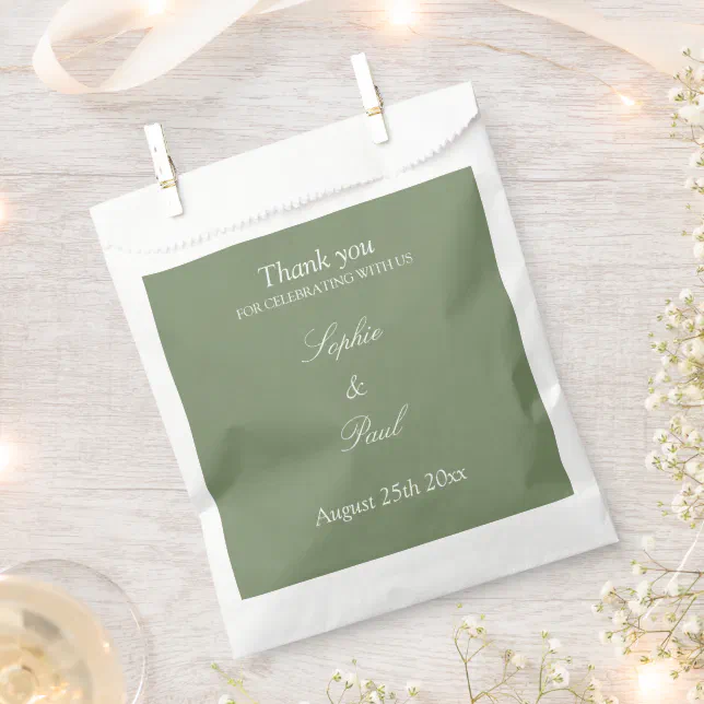 Stylish Sage Green Wedding Thank You Favor Bags