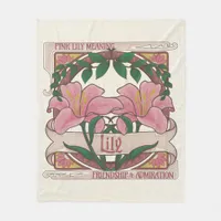 Pink Lily Victorian Flowers Friendship Admiration Fleece Blanket