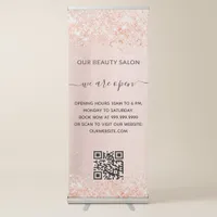 Rose gold business salon qr code  retractable banner