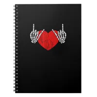 Skeleton Hand Heart And Roll Valentines Halloween Notebook