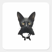 Florals Whimsigoth Gothic Style Kitty And Poppies  Square Sticker