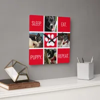 Cute Dog Sleep Eat Repeat Animal Lover's Modern  Square Wall Clock